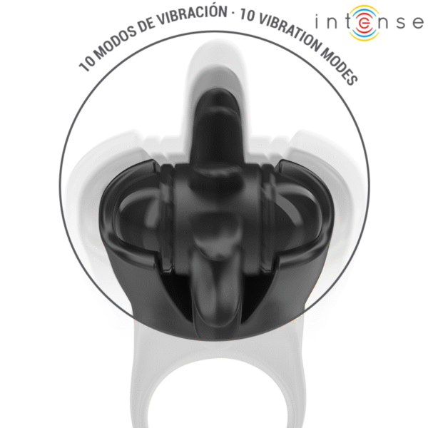 INTENSE - MABEL ANEL VIBRATÓRIO 10 VIBRAÇÕES COM ESTIMULADOR DE CLITÓRIS PRETO - Image 2
