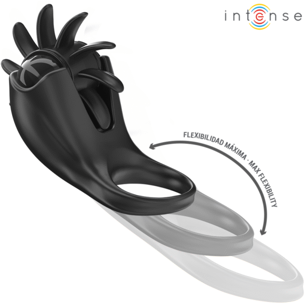 INTENSE - MABEL ANEL VIBRATÓRIO 10 VIBRAÇÕES COM ESTIMULADOR DE CLITÓRIS PRETO - Image 4