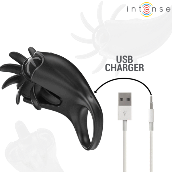INTENSE - MABEL ANEL VIBRATÓRIO 10 VIBRAÇÕES COM ESTIMULADOR DE CLITÓRIS PRETO - Image 6