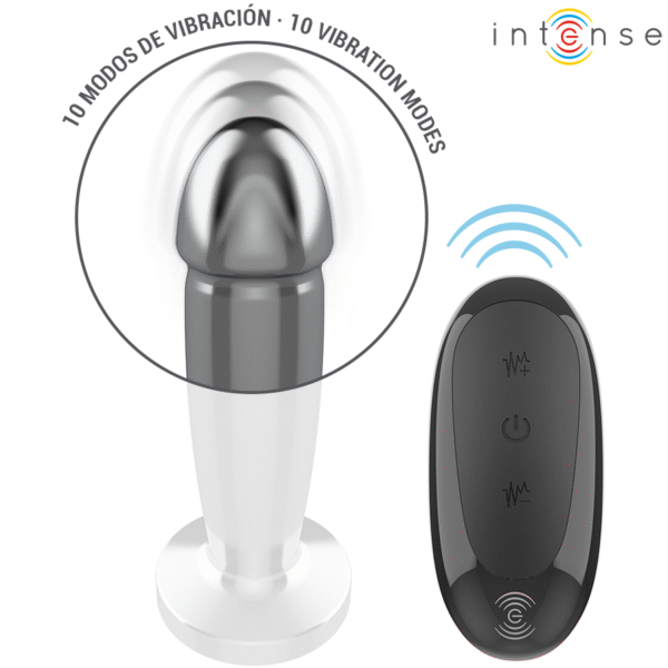 INTENSE - PLUG ANAL 10 VIBRAÇÕES DILDO DE METAL COM CONTROLE REMOTO S - Image 4