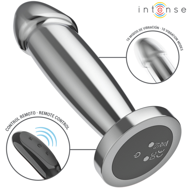 INTENSE - PLUG ANAL 10 VIBRAÇÕES DILDO DE METAL COM CONTROLE REMOTO S - Image 3