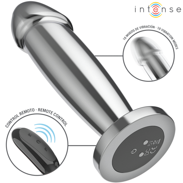 INTENSE - PLUG ANAL 10 VIBRAÇÕES DILDO DE METAL COM CONTROLE REMOTO M - Image 3