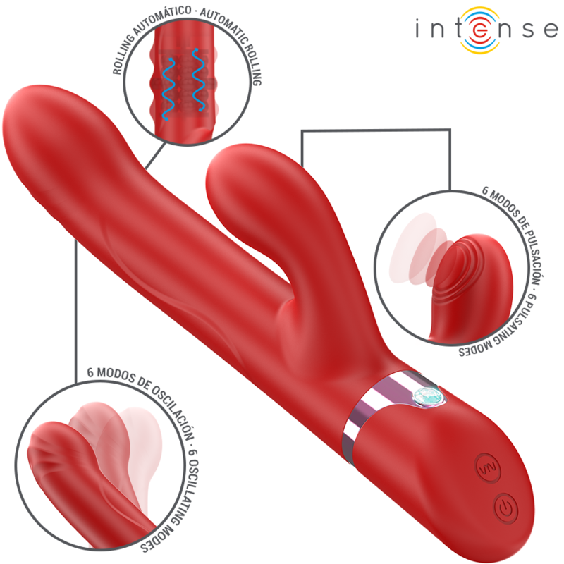 INTENSE - LELE VIBRADOR MULTIFUNCIONAL ROTATIVO & OSCILAÇÃO & ESTIMULAÇÃO VERMELHO - Image 2