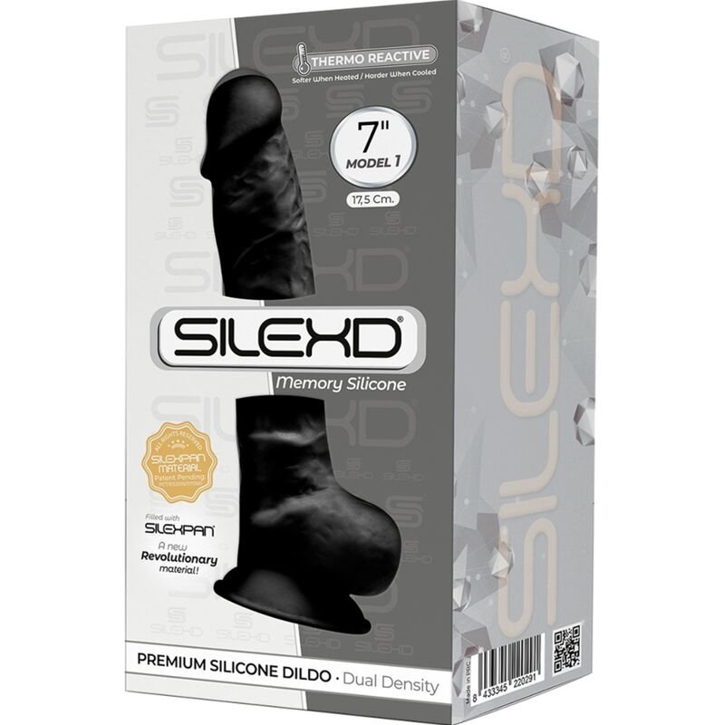 SILEXD - MODELO 1 PÊNIS REALÍSTICO PREMIUM SILEXPAN SILICONE PRETO 17.5 CM - Image 3