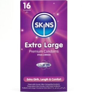 SKINS - PRESERVATIVOS EXTRA GRANDE PREMIUM PACOTE COM 16