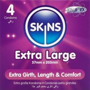 SKINS - PRESERVATIVOS EXTRA GRANDE PREMIUM PACOTE 4
