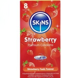 SKINS - PRESERVATIVOS PREMIUM DE MORANGO - PACOTE COM 8