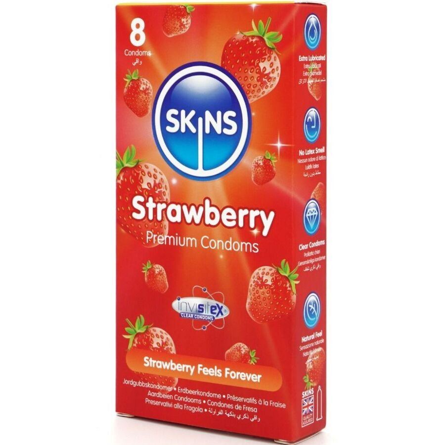 SKINS - PRESERVATIVOS PREMIUM DE MORANGO - PACOTE COM 8 - Image 2