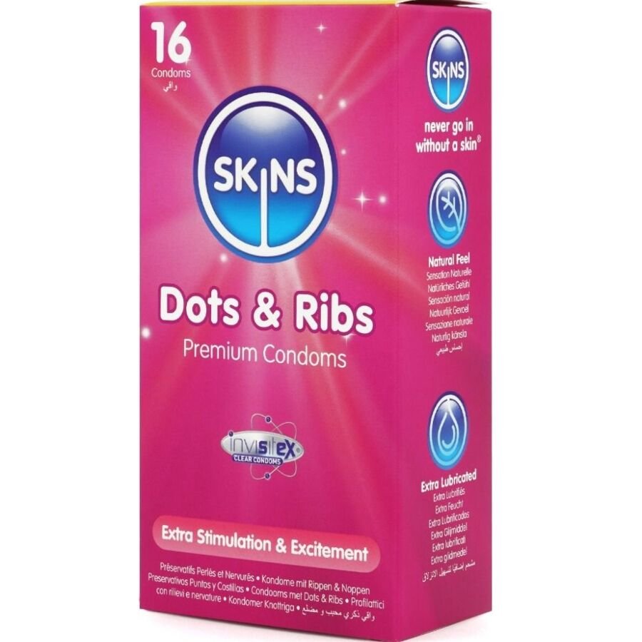 SKINS - DOTS & RIBS PREMIUM PRESERVATIVOS PACOTE COM 16 - Image 2