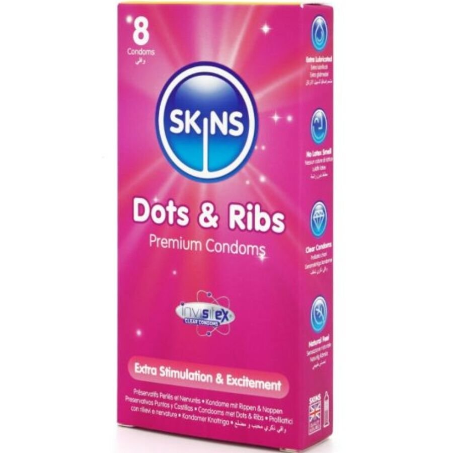 SKINS - DOTS & RIBS PREMIUM PRESERVATIVOS PACOTE 8 - Image 2