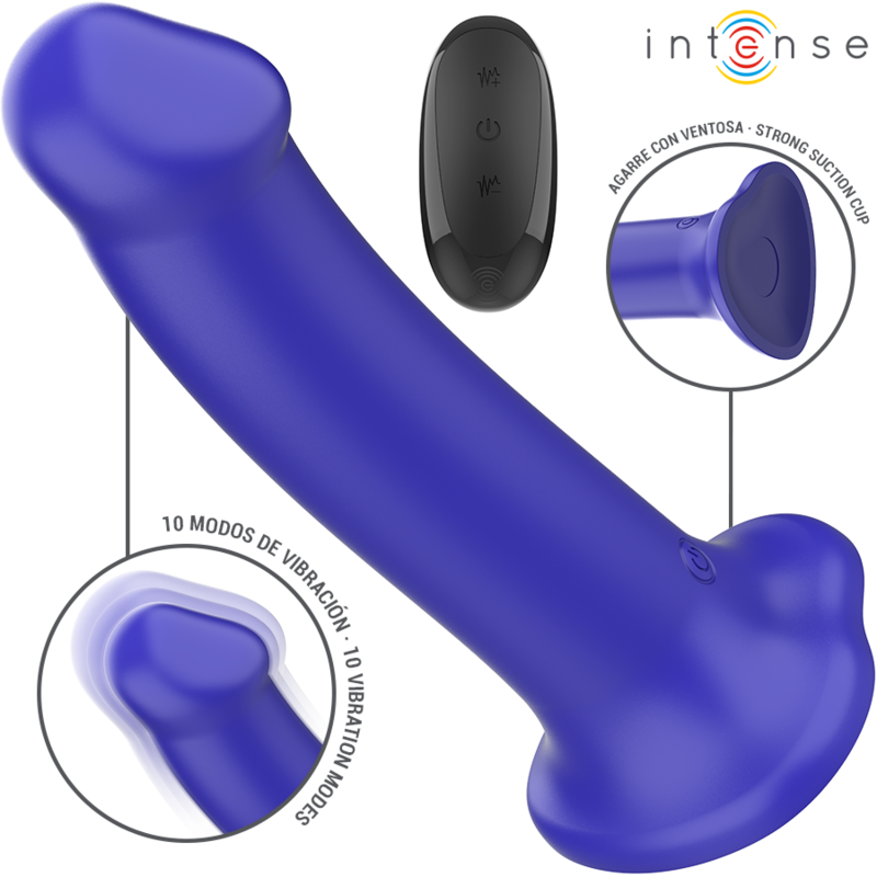 INTENSE - VIBRADOR VICTORIA COM VENTOSA 10 VIBRAÇÕES AZUL ESCURO CONTROLE REMOTO - Image 2
