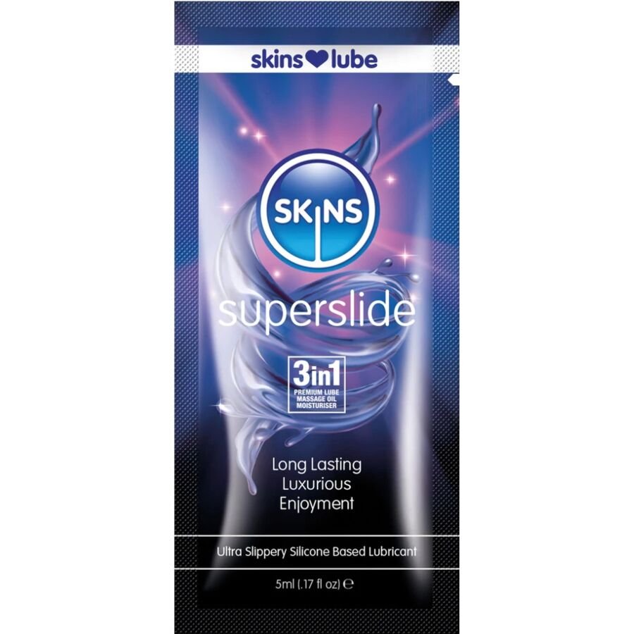 SKINS - SUPERSLIDE LUBRIFICANTE À BASE DE SILICONE, DOSE ÚNICA DE 5 ML