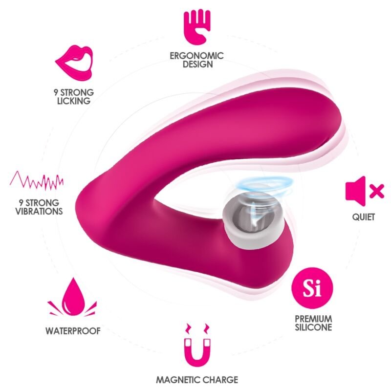 ARMONY - SECRETKISS LIMPEZA VIBRATÓRIA NO CLITÓRIS E VIBRADOR CURVO FÚCSIA - Image 2
