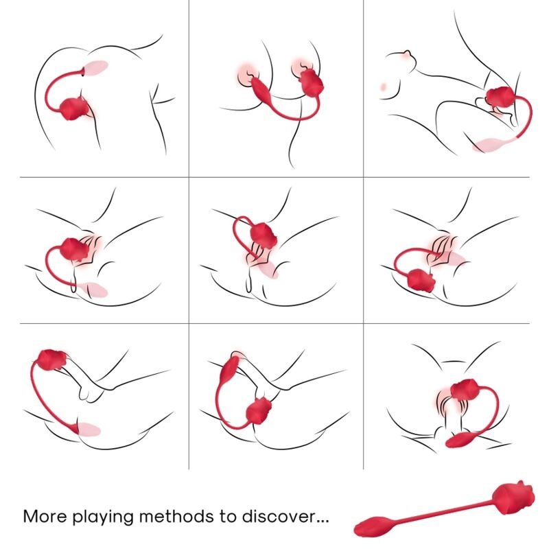ARMONY - ESTIMULADOR DE SUCÇÃO E VIBRADOR 2 EM 1 ROSA 10 MODOS COM CAUDA VERMELHA - Image 2