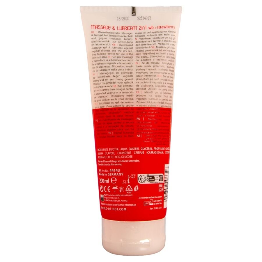 HOT - GEL DE MASSAGEM E DESLIZAMENTO 2 EM 1 MORANGO 200 ML - Image 2