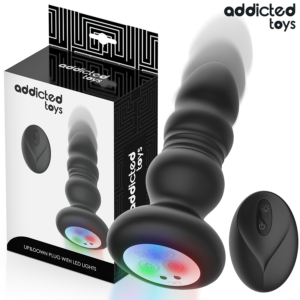 ADDICTED TOYS - PLUG ANAL GIRATÓRIO VIBRATÓRIO COM LUZ LED E CONTROLE REMOTO