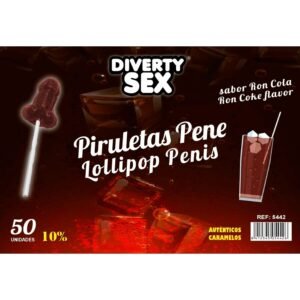 DIABLO GOLOSO - 50 PÊNIS PIRULITOPS RON COLA SABOR 10% ÁLCOOL