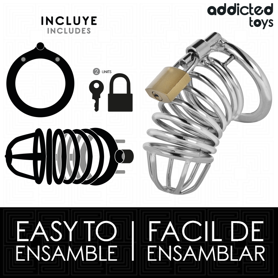 ADDICTED TOYS LOCKED - GAIOLA DE PÊNIS DE METAL COM CÉLULA DE FERRO 4 CM TAMANHO S - Image 4