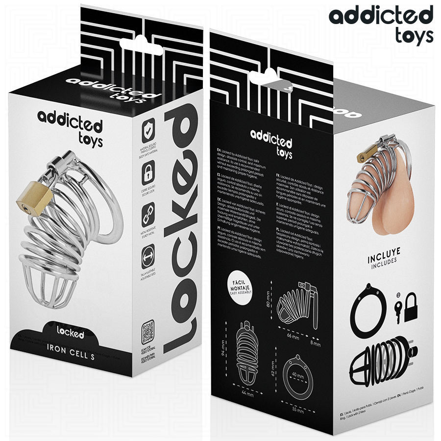 ADDICTED TOYS LOCKED - GAIOLA DE PÊNIS DE METAL COM CÉLULA DE FERRO 4 CM TAMANHO S - Image 6