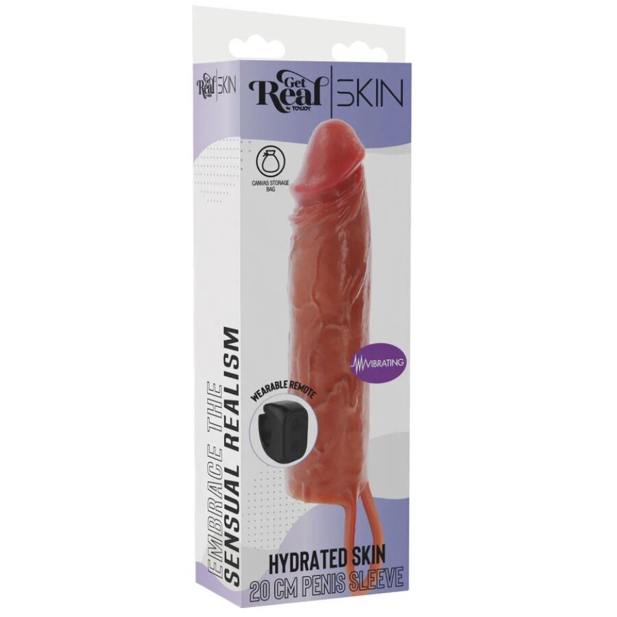GET REAL - CAPA VIBRATÓRIA DE SILICONE PARA PELE HIDRATADA, CARAMELO, 20 CM - Image 5