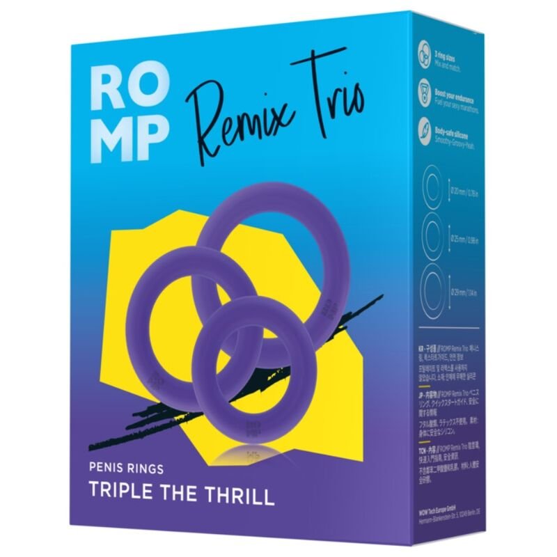 ROMP - REMIX TRIO CONJUNTO DE 3 ANÉIS PENIANOS DE SILICONE ROXOS - Image 6
