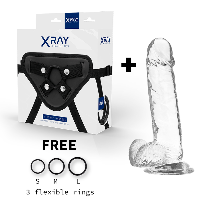 X RAY - ARNÊS + DILDO TRANSPARENTE COM BOLAS 20 CM -O- 4.5 CM - Image 2