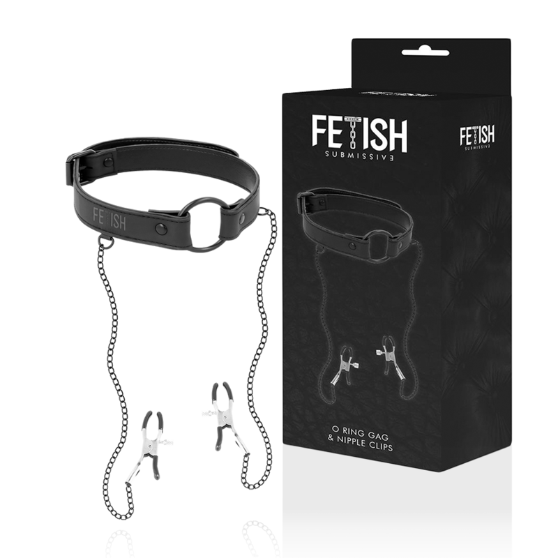 FETISH SUBMISSIVE - GAG RING WITH NIPPLE CLAMPS - Image 2