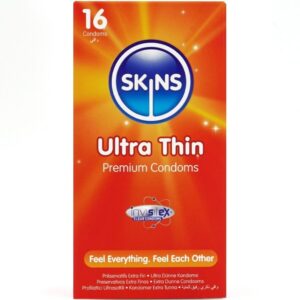 SKINS - PRESERVATIVOS ULTRA FINOS PREMIUM PACOTE COM 16