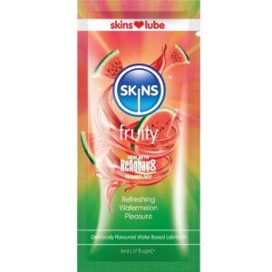 SKINS - LUBRIFICANTE À BASE DE ÁGUA COM SABOR DE MELANCIA - DOSE ÚNICA DE 5 ML