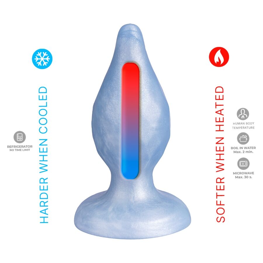 SILEXD - DIAMOND PLUG ANAL FANTASY DE SILICONE LÍQUIDO TERMOREATIVO AZUL PEROLADO 9,2 CM - Image 5
