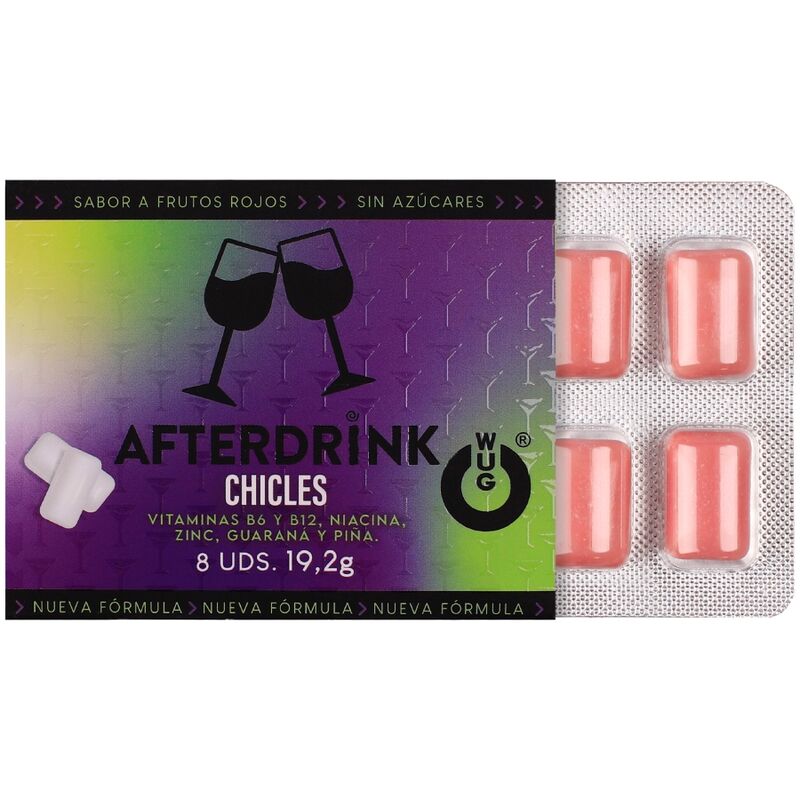 WUG After Drink – A goma de mascar funcional que ajuda você a recuperar as energias depois de uma noite de festa. Cartela com 8 unidades. - Image 2