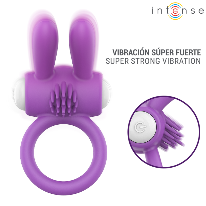 INTENSE - ANEL PENIANO VIBRATÓRIO HOPPS COM ESTIMULAÇÃO CLITÓRICA ROXO - Image 3