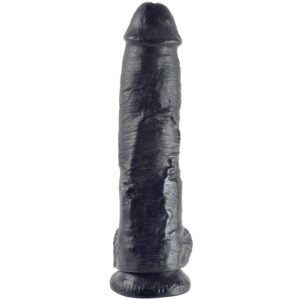 KING COCK - DILDO PRETO COM BOLAS 25.4 CM