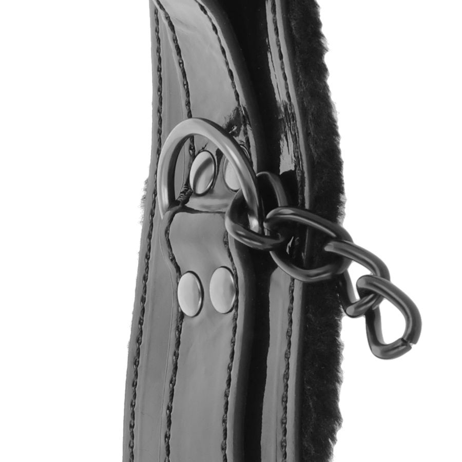DARKNESS - ADJUSTABLE BLACK LEATHER ANKLE HANDCUFFS WITH PADLOCK - Image 4