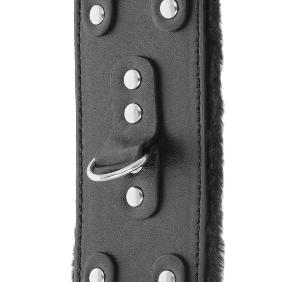 DARKNESS - BLACK ADJUSTABLE LEATHER HANDCUFFS WITH LINING - Image 3
