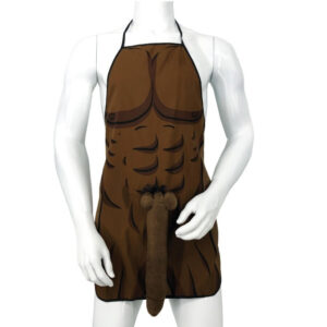 DIABLO PICANTE - AVENTAL MUSCULAR COM PÊNIS 3D EM TOM MARROM