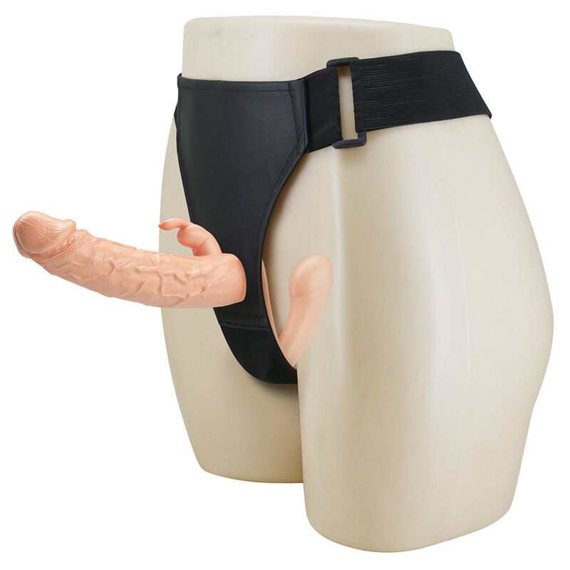 BAILE - CHARLOTTE HOLLOW DUPLA PENETRAÇÃO STRAP-ON CARNE