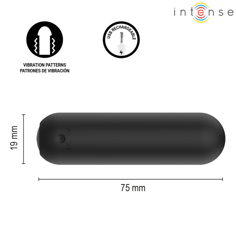 INTENSE - JUDY VIBRADOR BULLET RECARREGÁVEL COM CONTROLE REMOTO PRETO - Image 5