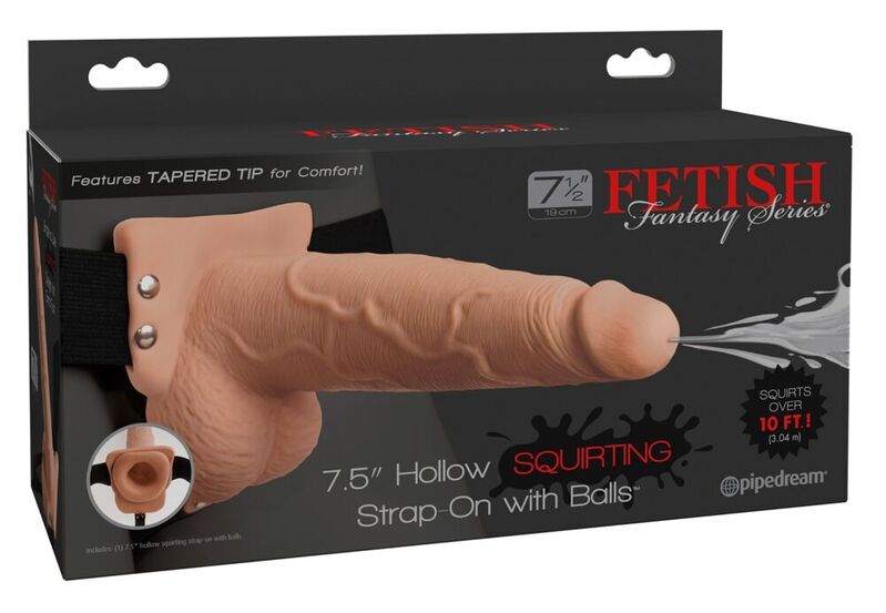 FETISH FANTASY SERIES - ARNÊS AJUSTVEL PÉNIS REALÍSTICO COM BOLAS SQUIRTING 19 CM