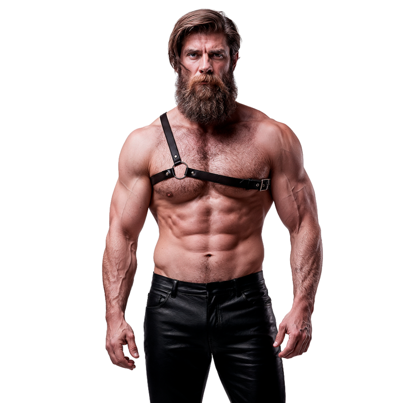FETISH SUBMISSIVE ATTITUDE™ - ARNÊS DE COURO ECO DE OMBRO CRUZADO PARA HOMEM - Image 5