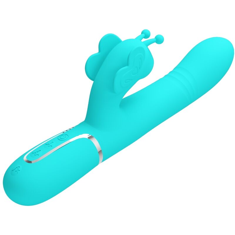 PRETTY LOVE - VIBRADOR COELHO MULTIFUNÇÕES 4 EM 1 BUTTERFLY AQUA VERDE - Image 3