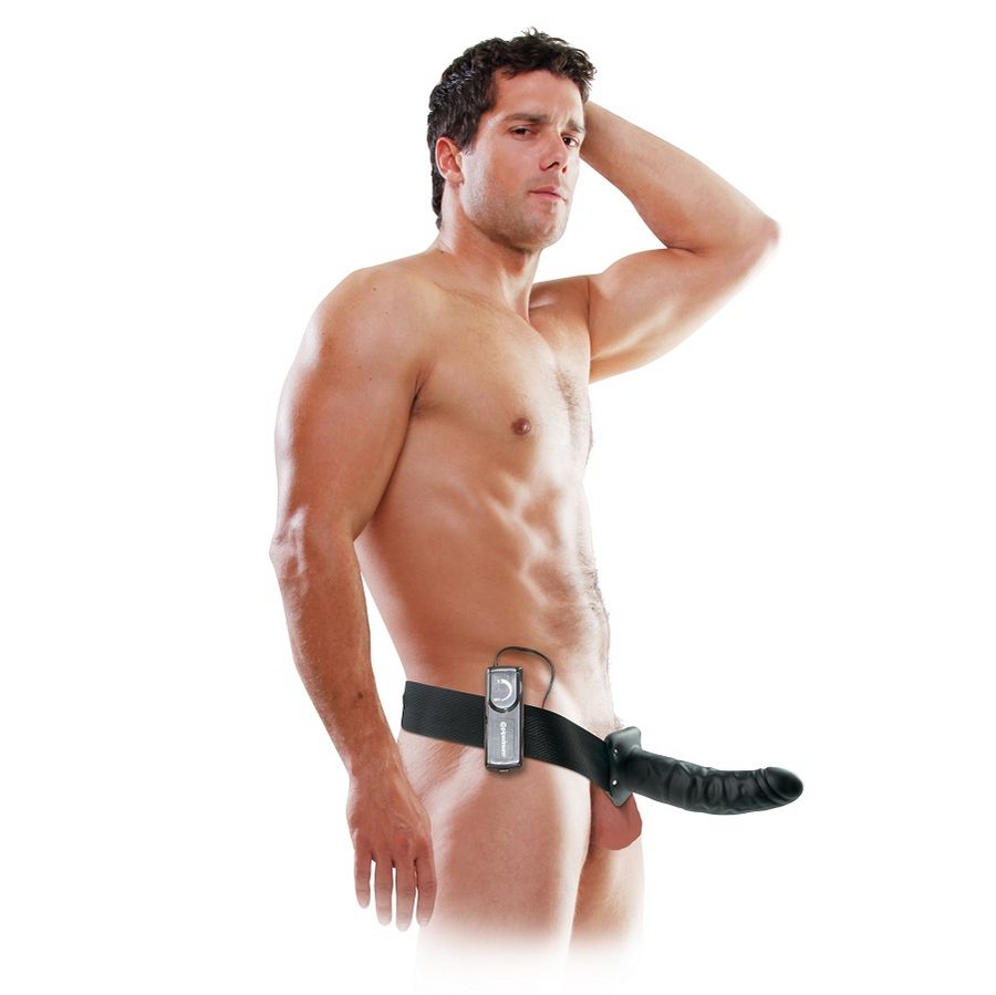 FETISH FANTASY SERIES - 19 CM VIBRATÓRIO OCO STRAP-ON PRETO - Image 2