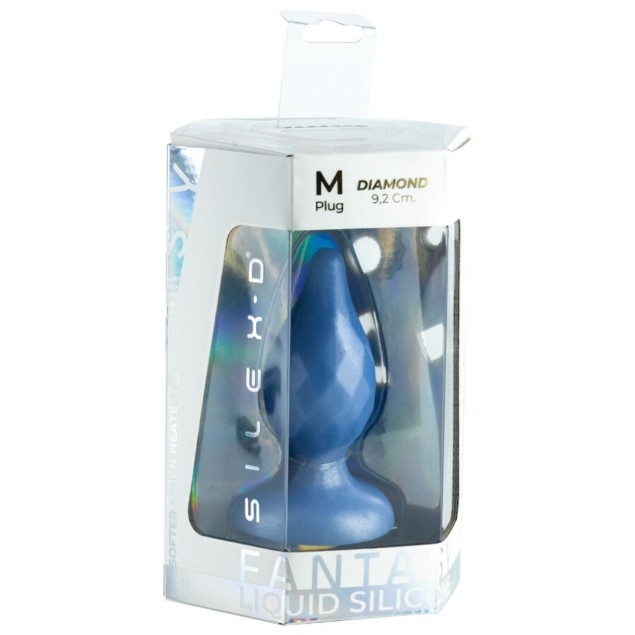 SILEXD - DIAMOND PLUG ANAL FANTASY DE SILICONE LÍQUIDO TERMOREATIVO AZUL PEROLADO 9,2 CM - Image 6