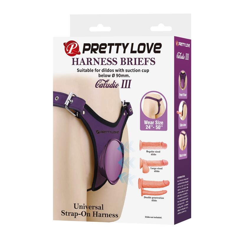 PRETTY LOVE - CALCINHA COM ARNÊS UNIVERSAL ROXA E PRETA - Image 6