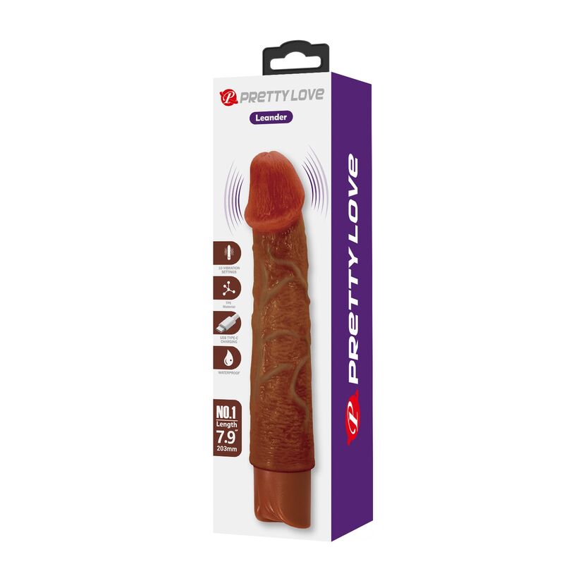 PRETTY LOVE - VIBRADOR REALISTA LEONARDO 20 CM Ø 4 CM MARROM - Image 3