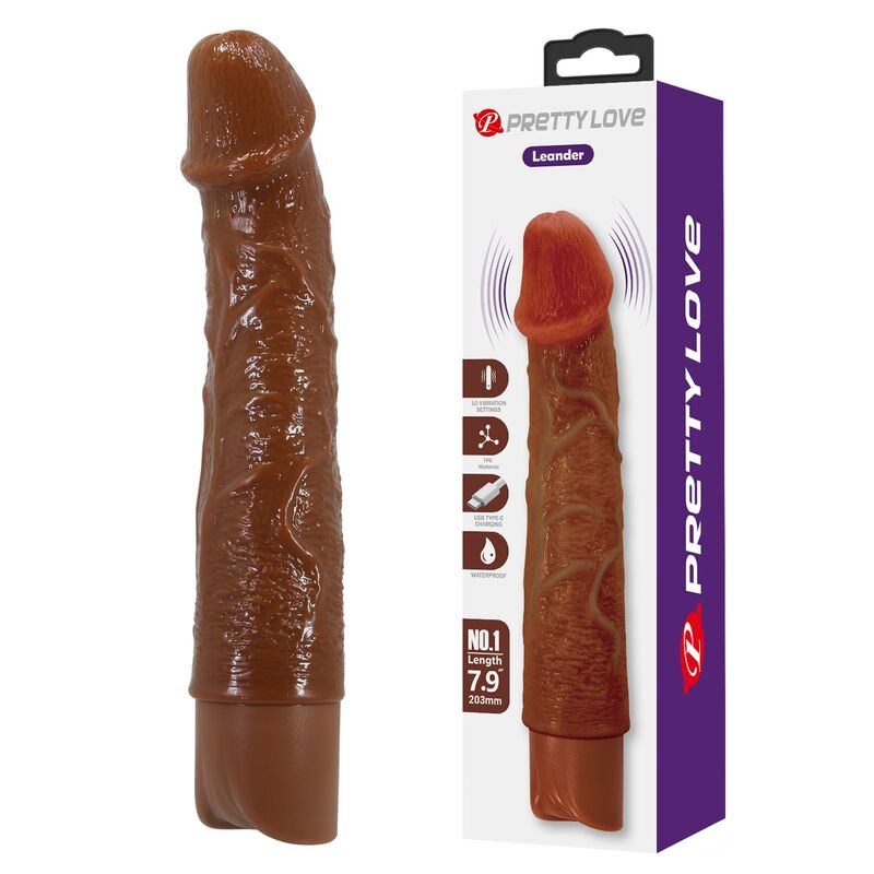 PRETTY LOVE - VIBRADOR REALISTA LEONARDO 20 CM Ø 4 CM MARROM