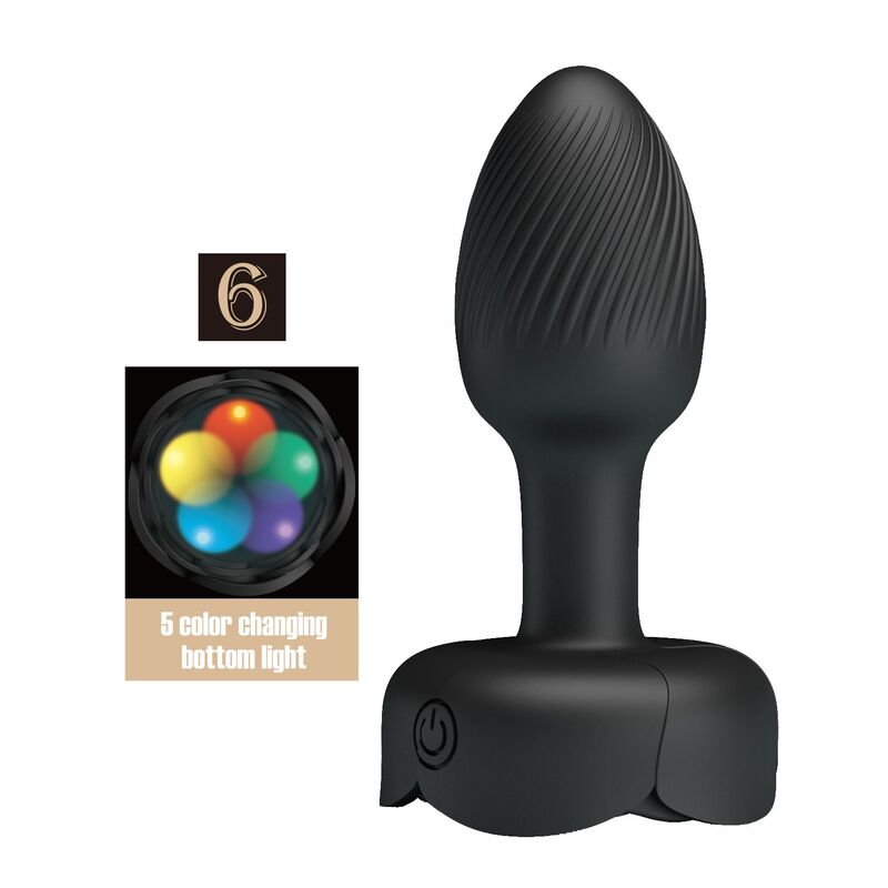 PRETTY LOVE - PLUG ANAL VIBRATÓRIO RECARREGÁVEL COM 10 MODOS - PRETO