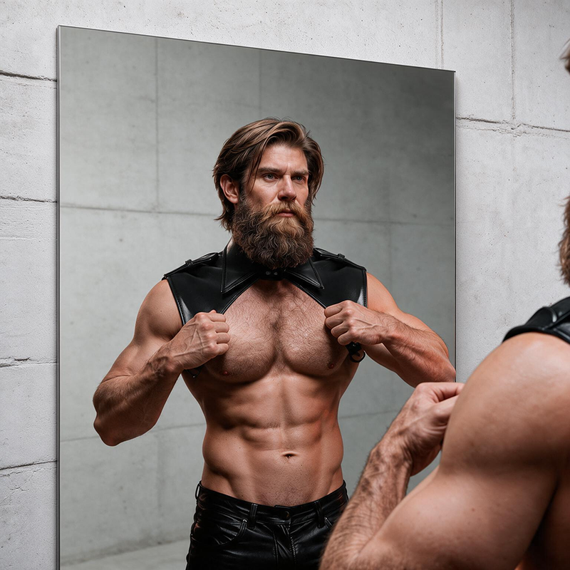 FETISH SUBMISSIVE ATTITUDE - ARNÊS DE PESCOO DE COURO ECOLÓGICO AJUSTVEL BRIGADE MASCULINO - Image 5