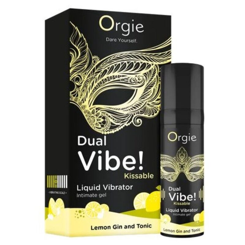 ORGIE - DUAL VIBE! VIBRADOR LÍQUIDO BEIJÁVEL COM SABOR DE LIMÃO, GIN TÔNICA 15 ML - Image 2