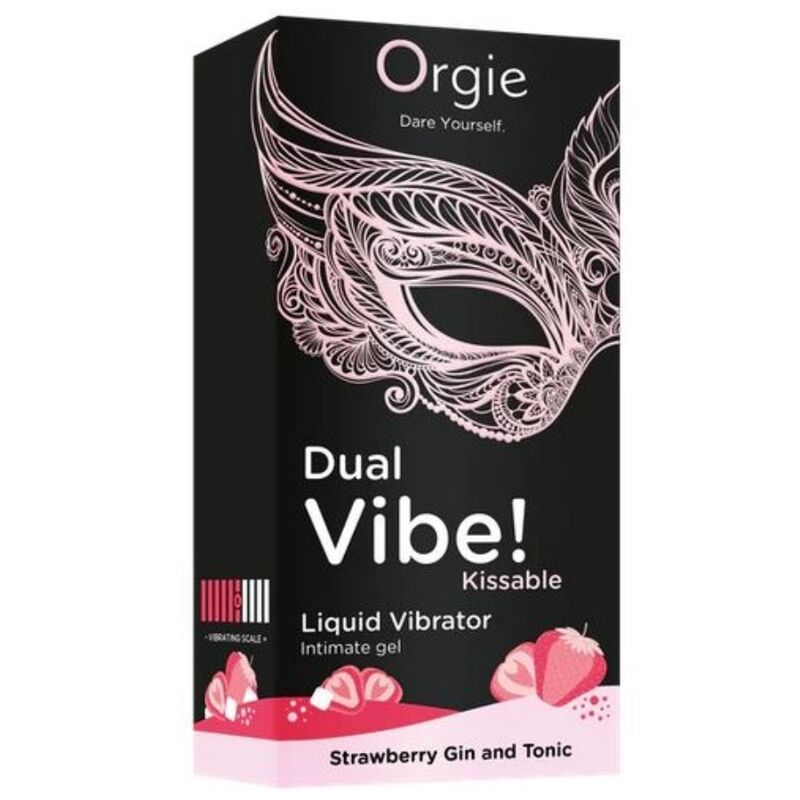 ORGIE - DUAL VIBE! VIBRADOR LÍQUIDO BEIJÁVEL COM SABOR DE MORANGO, GIN TÔNICA, 15 ML - Image 2